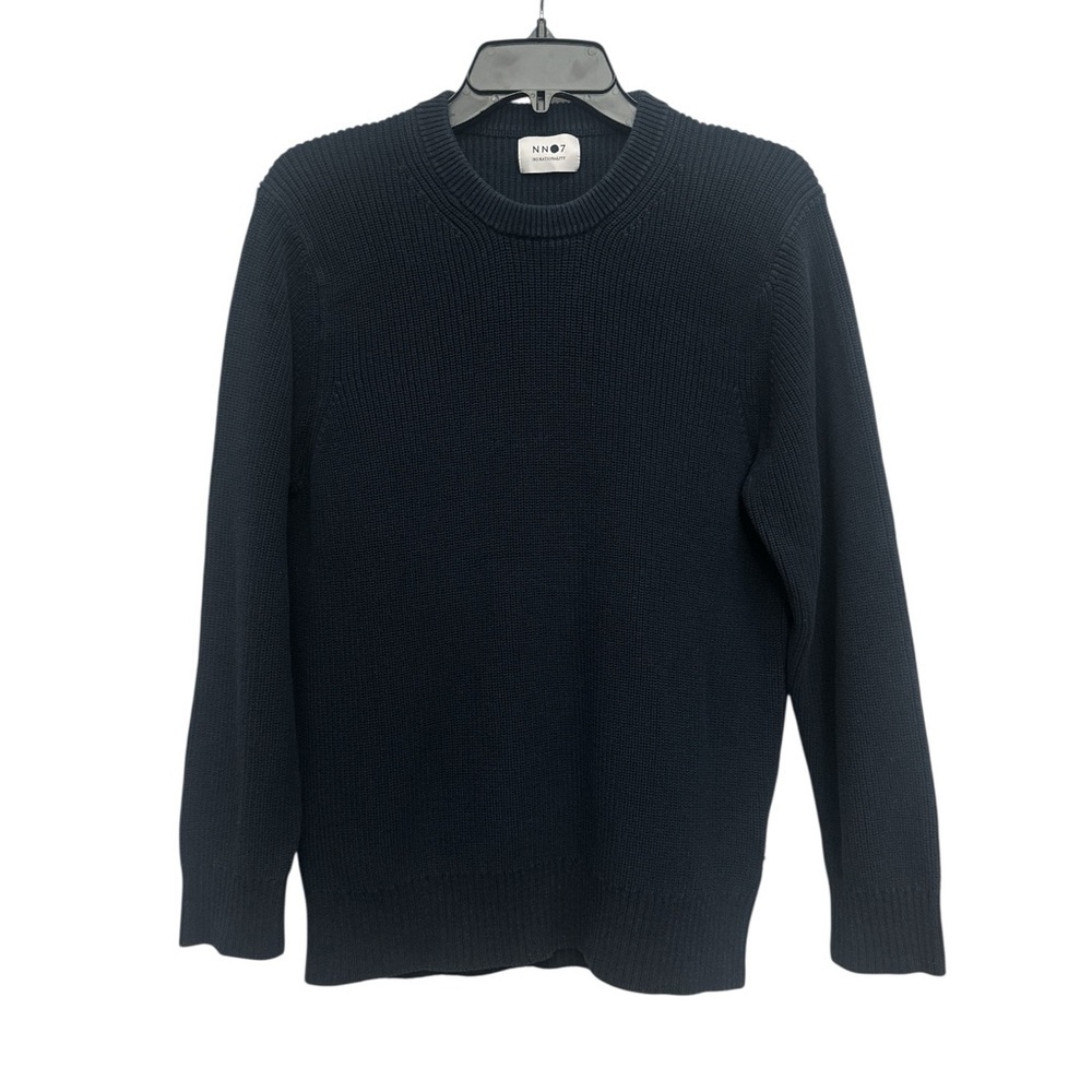 NN07 No Nationality Knut Cotton Sweater Size Small Navy Ribbed Knit Pullover